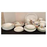 Corelle Dishes with pansies & plain