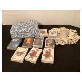 9 new vintage playing cards, jewelry box,