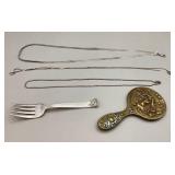 Sterling necklaces, Sterling fork & Art Deco
