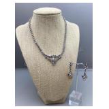 Rhinestone necklace & dangle earrings