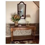 Sofa/entry table, lamp, mirror & decor