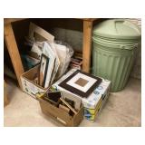 Frames & Mat supplies, trash can of rags