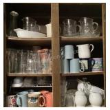 Cups, Corelle pink & blue mugs, pitchers & more