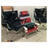 Chairs, basket, umbrella, bike helmets