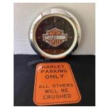13" Harley-Davidson Clock & 9x12" metal sign