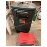 Rubbermaid Trash Can, tote, bird seed & bird
