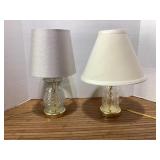 Two 15" tall glass dresser lamps