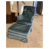 Blue Swivel Rocker with Ottoman
