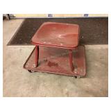 Rolling metal shop stool, 16.5x14.5x11" tall