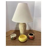 24" lamp & 3 planters