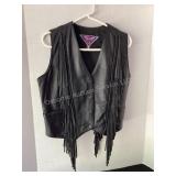 MOB Leather Vest with fringe, size medium