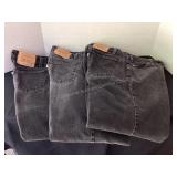 3 pair of Levi Strauss black denim jeans, men