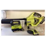 Ryobi 40V blower, 2 batteries, charger & power
