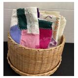 Basket of pillow cases & patchwork pieces