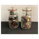 Quart Ball jars of buttons