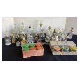 Vintage perfume bottles, jelly jars, vases & more