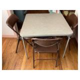 Samsonite card table & 3 folding chairs