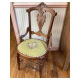 Antique needlepoint seat accent chair,