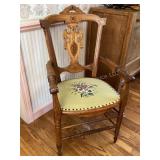 Antique needlepoint seat accent chair, 22x19x40'