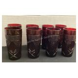Eight 6 1/4' Antique Red Tumblers