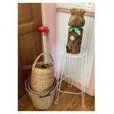 24' metal plant stand, wood vase, baskets, rain