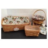 3 Longaberger baskets & decorative rabbit