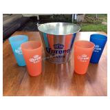 Corona bucket & plastic glasses
