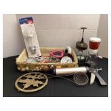 Vintage kitchen goods & more; brass trivet,