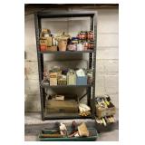 Basement metal shelf & contents