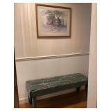 Primitive wood bench & picture