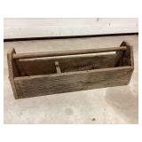 Large barnwood tool tote, 31 1/2' wide, solid