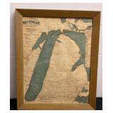 12 3/4x16' framed Michigan map