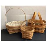 3 Longaberger baskets; one marked 1992 Seasonï¿½s