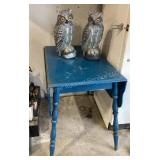 Primitive drop leaf table & owls
