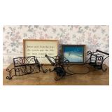 Vintage pictures & metal serving caddies