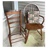 2 wood chairs & pillow