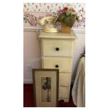 Small dresser, vintage phone, picture & decor
