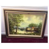 Large painting on canvas, wood frame 44x32'