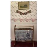 Quilt rack, luggage rack, throw, picture & heart