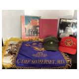 U.S. Marine items; hats, books & more