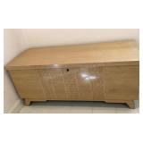 Vintage blonde oak cedar chest, no lock