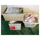 Boxes of vintage clothes, basket of womenï¿½s