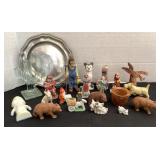 Vintage miniatures, chalk ware, cast iron donkey
