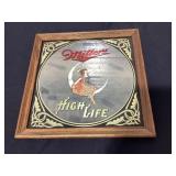1980 Miller High Life beer mirror, 14x14'