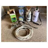 Garden sprayers, mole trap, RV water hose