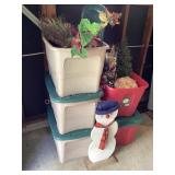 Wood snowman & totes of holiday florals and more
