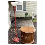 Vintage round end table & floor lamp