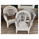 3 wicker chairs, largest is 30 wide x 35 tall x
