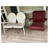 Vintage metal glider & side chair