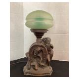 Art Deco Cast Metal Radio Lamp with gnome figures